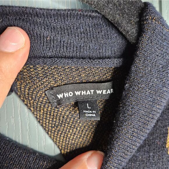 Who what wear, tan and black sweater dress, blouses puffer sleeves, size large - Picture 5 of 5